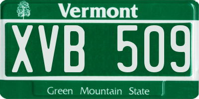 VT license plate XVB509