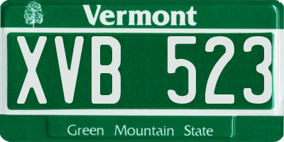 VT license plate XVB523