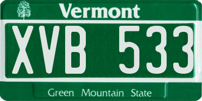 VT license plate XVB533