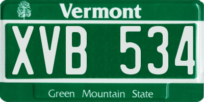 VT license plate XVB534