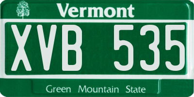 VT license plate XVB535