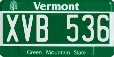 VT license plate XVB536