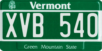 VT license plate XVB540