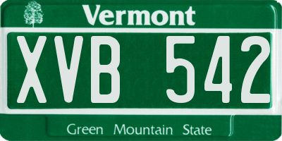 VT license plate XVB542
