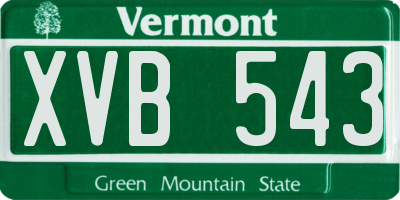 VT license plate XVB543