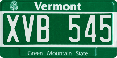 VT license plate XVB545