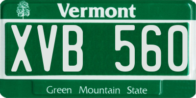 VT license plate XVB560
