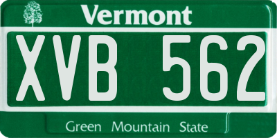 VT license plate XVB562