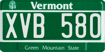 VT license plate XVB580
