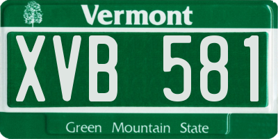 VT license plate XVB581