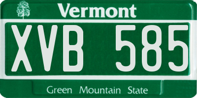 VT license plate XVB585