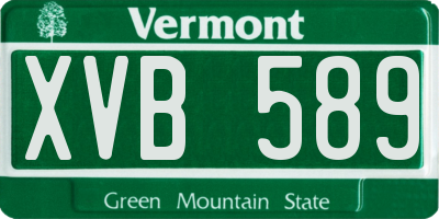VT license plate XVB589