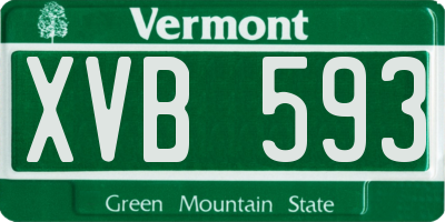 VT license plate XVB593