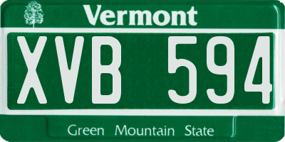 VT license plate XVB594