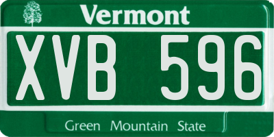 VT license plate XVB596