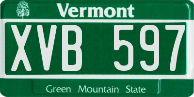 VT license plate XVB597