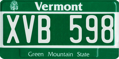 VT license plate XVB598