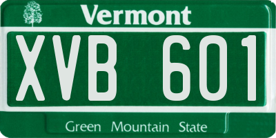 VT license plate XVB601