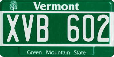 VT license plate XVB602