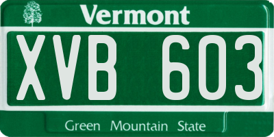 VT license plate XVB603