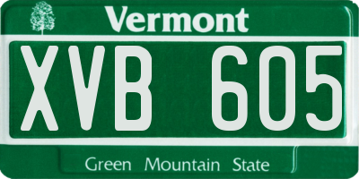 VT license plate XVB605