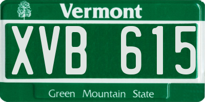 VT license plate XVB615
