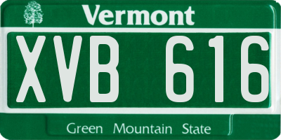 VT license plate XVB616