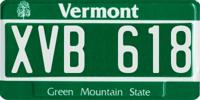 VT license plate XVB618