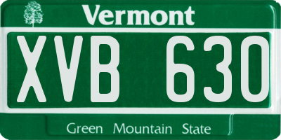 VT license plate XVB630