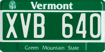 VT license plate XVB640