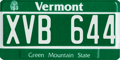 VT license plate XVB644