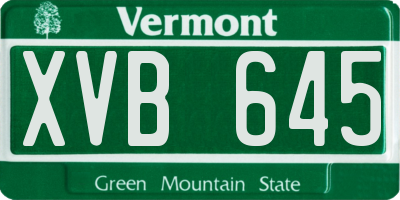 VT license plate XVB645