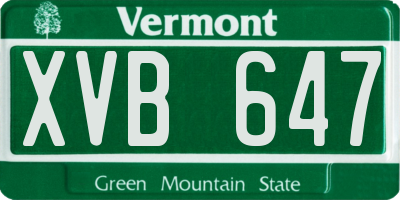 VT license plate XVB647