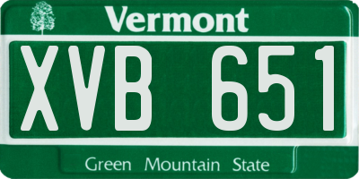 VT license plate XVB651
