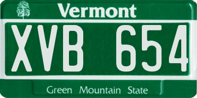 VT license plate XVB654