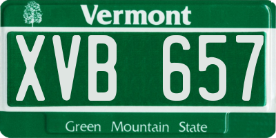VT license plate XVB657