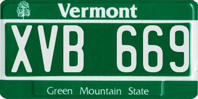 VT license plate XVB669
