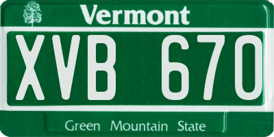 VT license plate XVB670