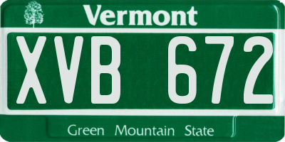 VT license plate XVB672