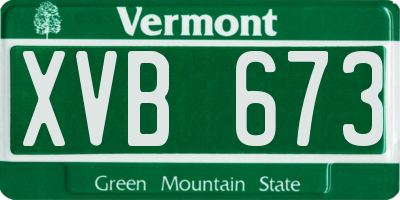 VT license plate XVB673
