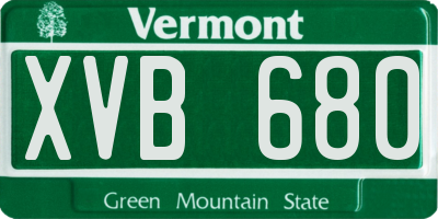 VT license plate XVB680
