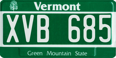 VT license plate XVB685