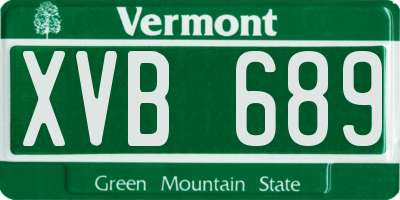VT license plate XVB689