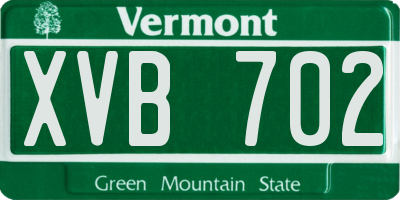 VT license plate XVB702