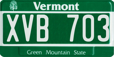 VT license plate XVB703