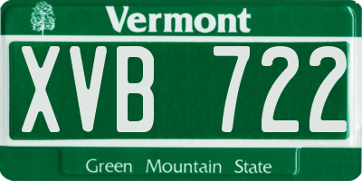 VT license plate XVB722