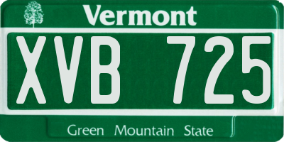 VT license plate XVB725