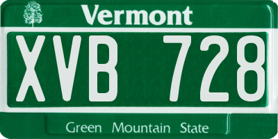 VT license plate XVB728