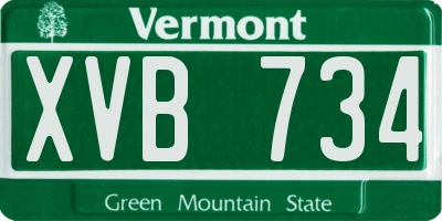 VT license plate XVB734