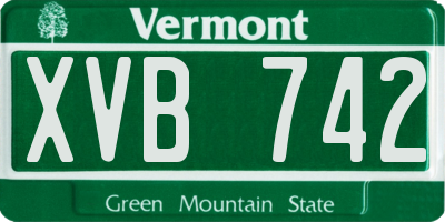 VT license plate XVB742